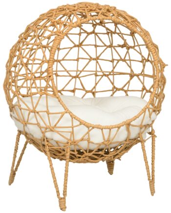 Rattan Kattekurv Kattehule Kattehus Katteseng Med Pude Hævet Design Kæledyrsseng Brun 45   57h Cm