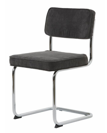 Regal Spisebordsstol Grå Cordoroy Polyester Fløjl Og Krom Metal