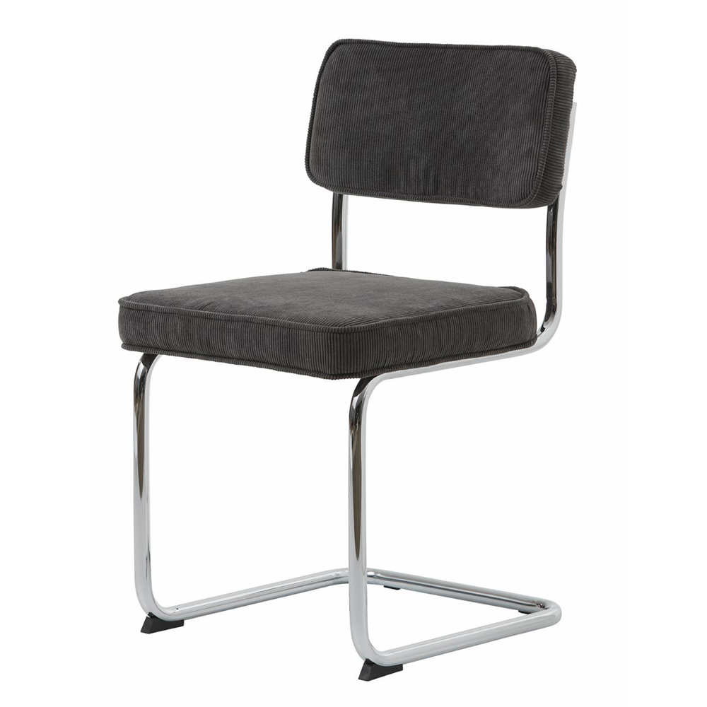 Regal Spisebordsstol Grå Cordoroy Polyester Fløjl Og Krom Metal