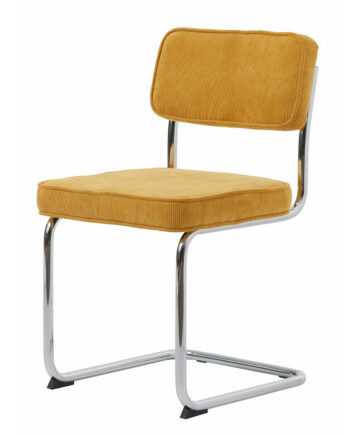 Regal Spisebordsstol Gul Cordoroy Polyester Fløjl Og Krom Metal