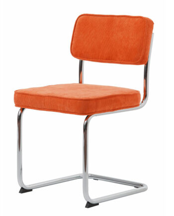 Regal Spisebordsstol Orange Cordoroy Polyester Fløjl Og Krom Metal