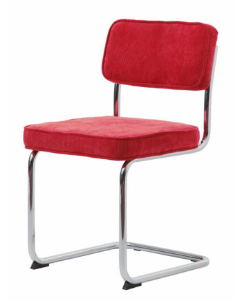 Regal Spisebordsstol Rød Cordoroy Polyester Fløjl Og Krom Metal
