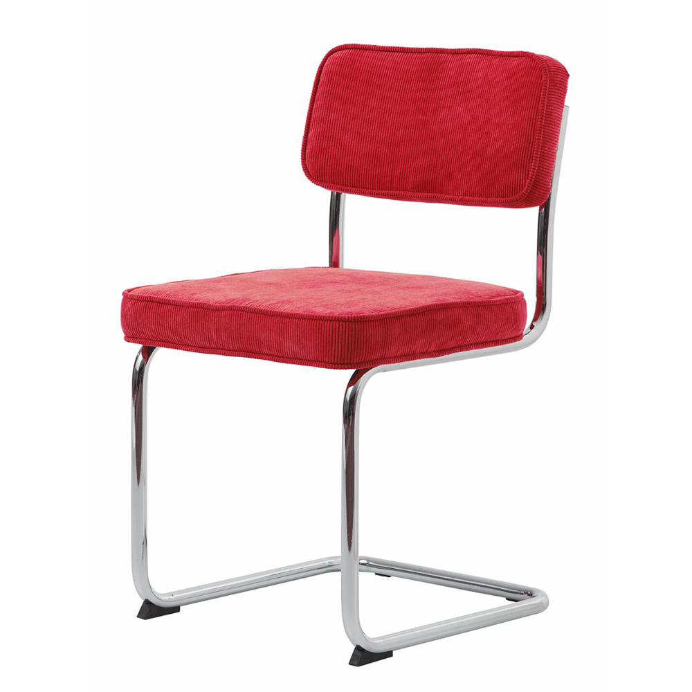 Regal Spisebordsstol Rød Cordoroy Polyester Fløjl Og Krom Metal