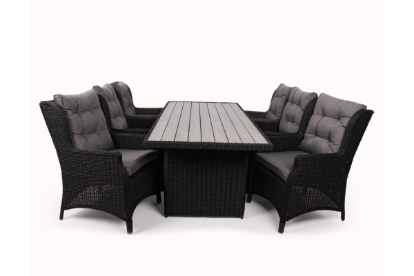 Rio Sort Havemøbelsæt     Loungestole 94x210 Cm   Vandafv  Hynder