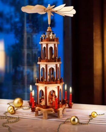Roterbar Julepyramide   Brunt Træ