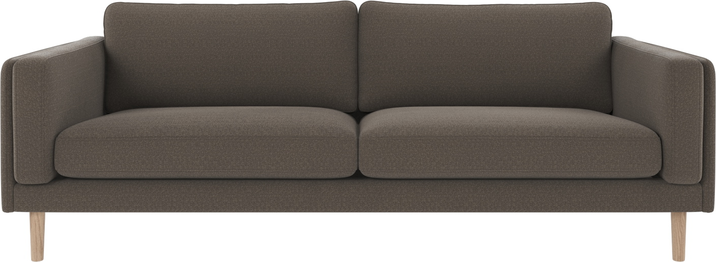 Rowico Braden  -personers Sofa   Mellemgrå Rita Stof Med Hvidvaskede Egetræsben   Skandinavisk Design