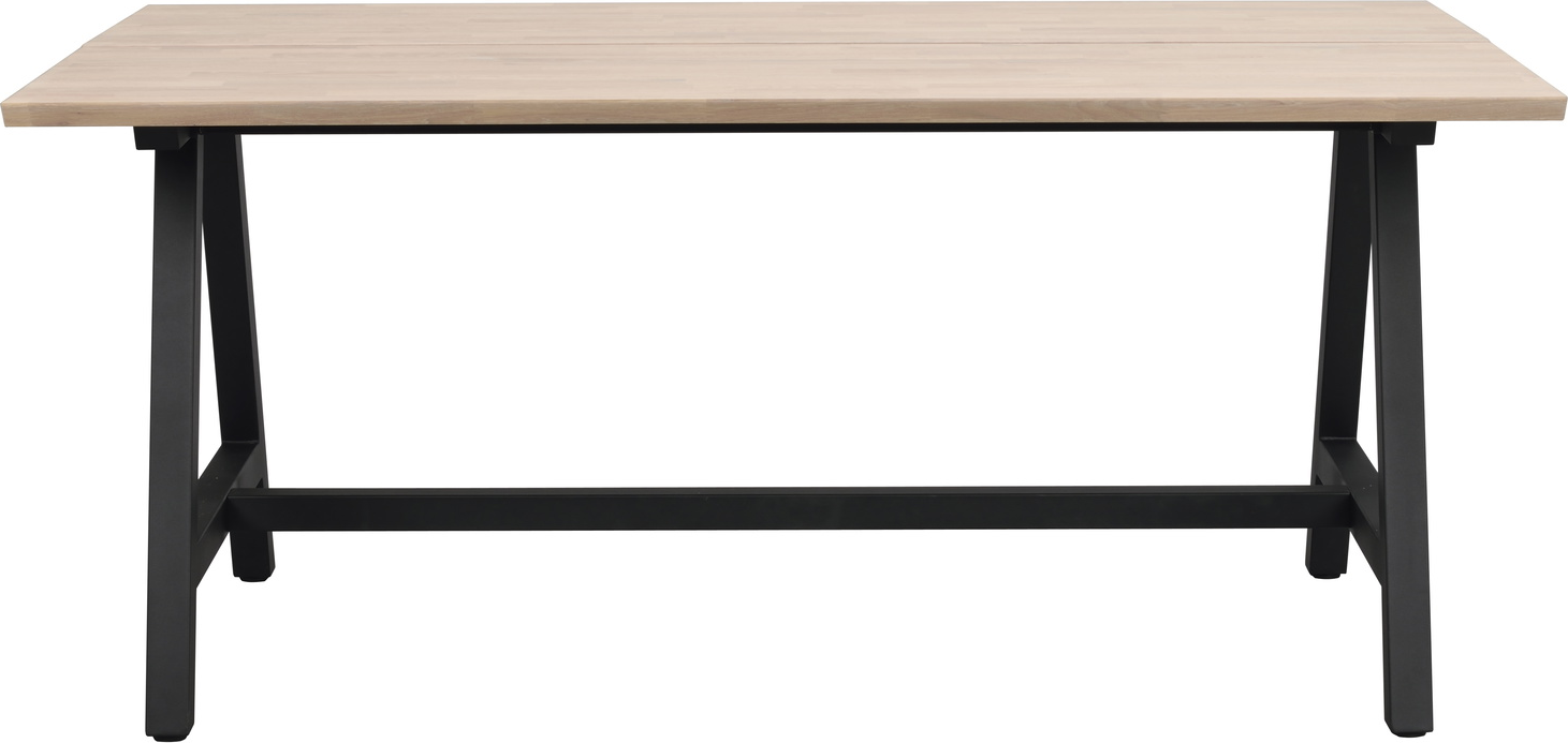 Rowico Carradale Spisebord  -ben 170ã 100ã 75 Cm Massivt Hvidkalket Olieret Egetræ Sort Metal Fsc 100
