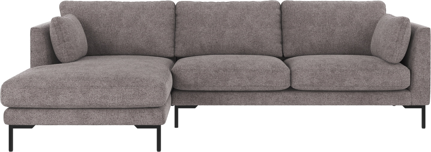 Rowico Chaiselongsofa Corwin Venstrevendt 270x160 Cm Gråt Greg-stof 100   Polyester Med Sorte Metalben