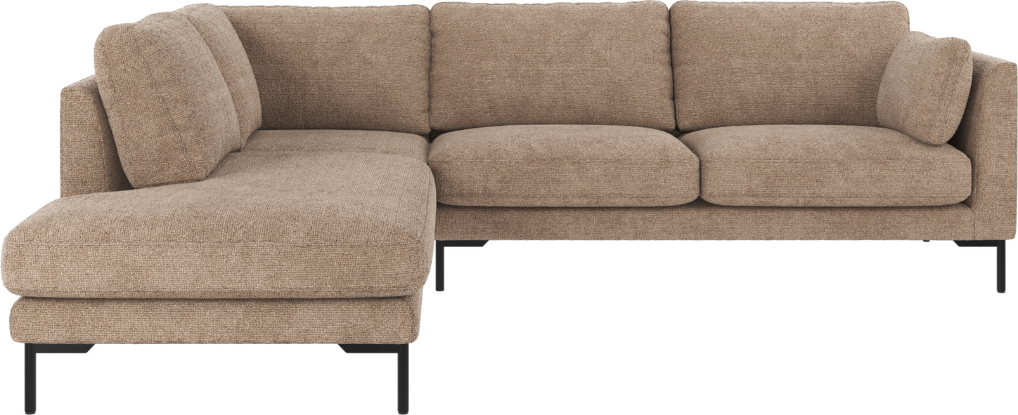 Rowico Corwin Venstrevendt Hjørnesofa Robin 109 Grå-beige 266ã 226 Cm Med Sorte Metalben Skandinavisk Minimalisme