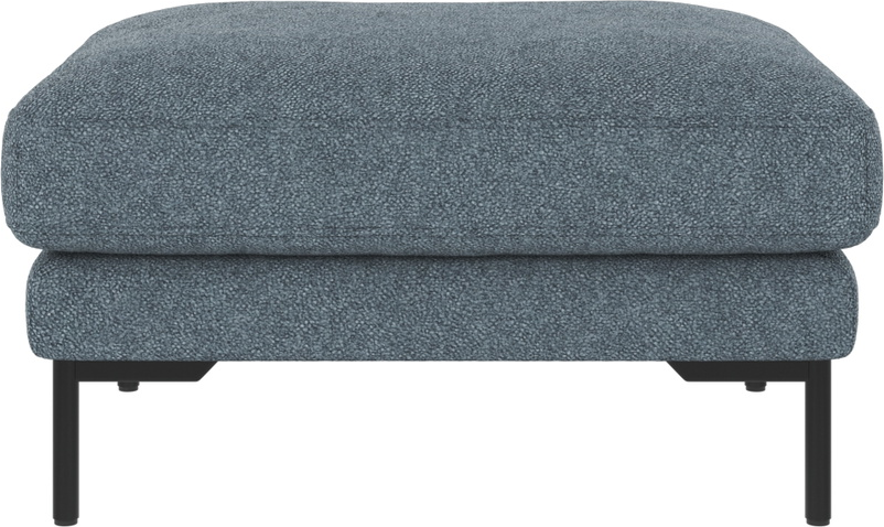 Rowico Puf Skammel Til Sofa Corwin   Mellemblåt Bobby 15 Polyester Med Sort Metalstel H45   B84   D64 Cm