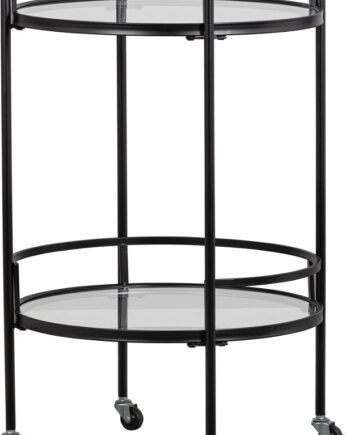 Rullebord Trolley Woood Exclusive Zora  Sort Metal   Glas ø50 Cm H79