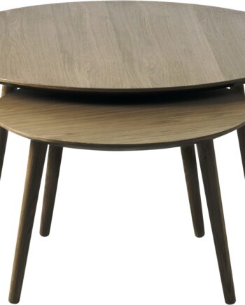 Runde Sofabordsæt Nordique Design Adda   Dele Røget Egetræ ø88 58 H45 41 Cm Fsc 70