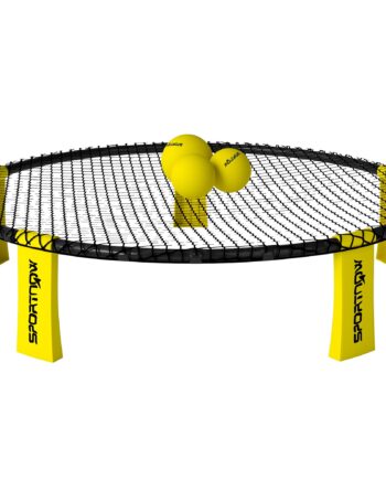 Rundnetsæt Spilsæt Med Spilnet   Bolde Bæretaske Boldpumpe Spikeballsæt 92   20 Cm Gul