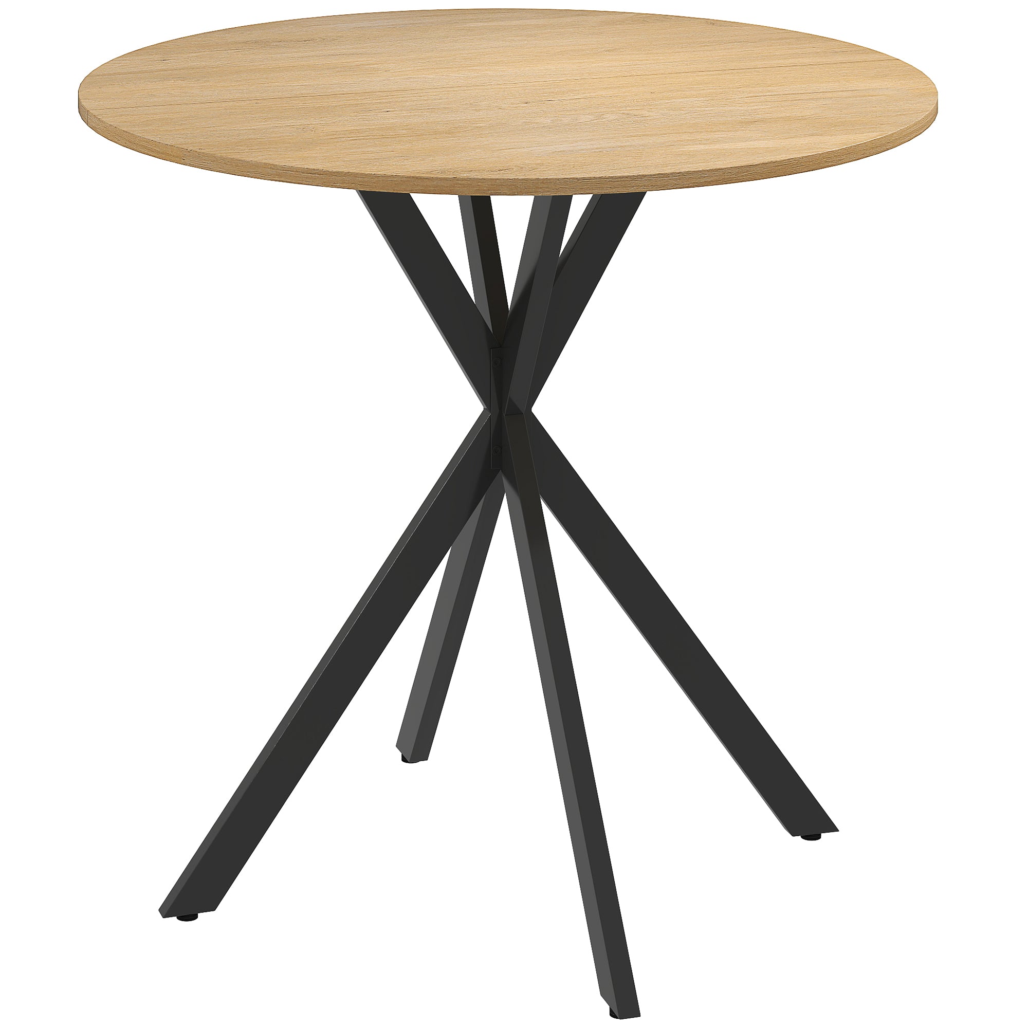 Rundt Køkkenbord  80 Cm  Kompakt Bordplade  Spånplade  Metal  Hvid Eg   Sort