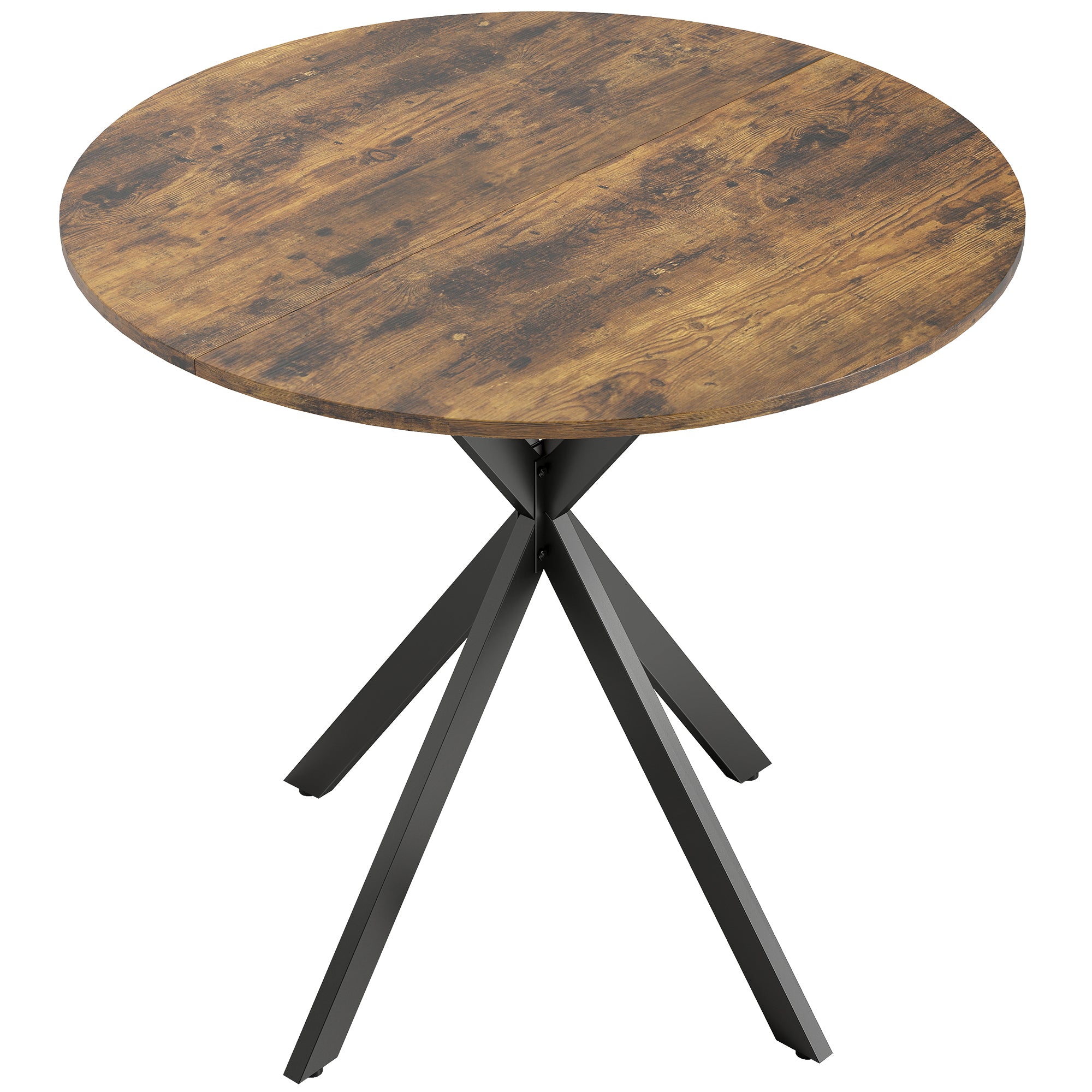 Rundt Køkkenbord  80 Cm  Kompakt Bordplade  Spånplade  Metal  Rustik Brun