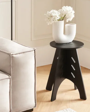 Rundt Sidebord   Sofabord   Japandi-stil  ø32cm  Sort