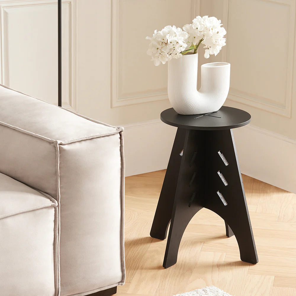 Rundt Sidebord Sofabord Japandi-stil ø32cm Sort