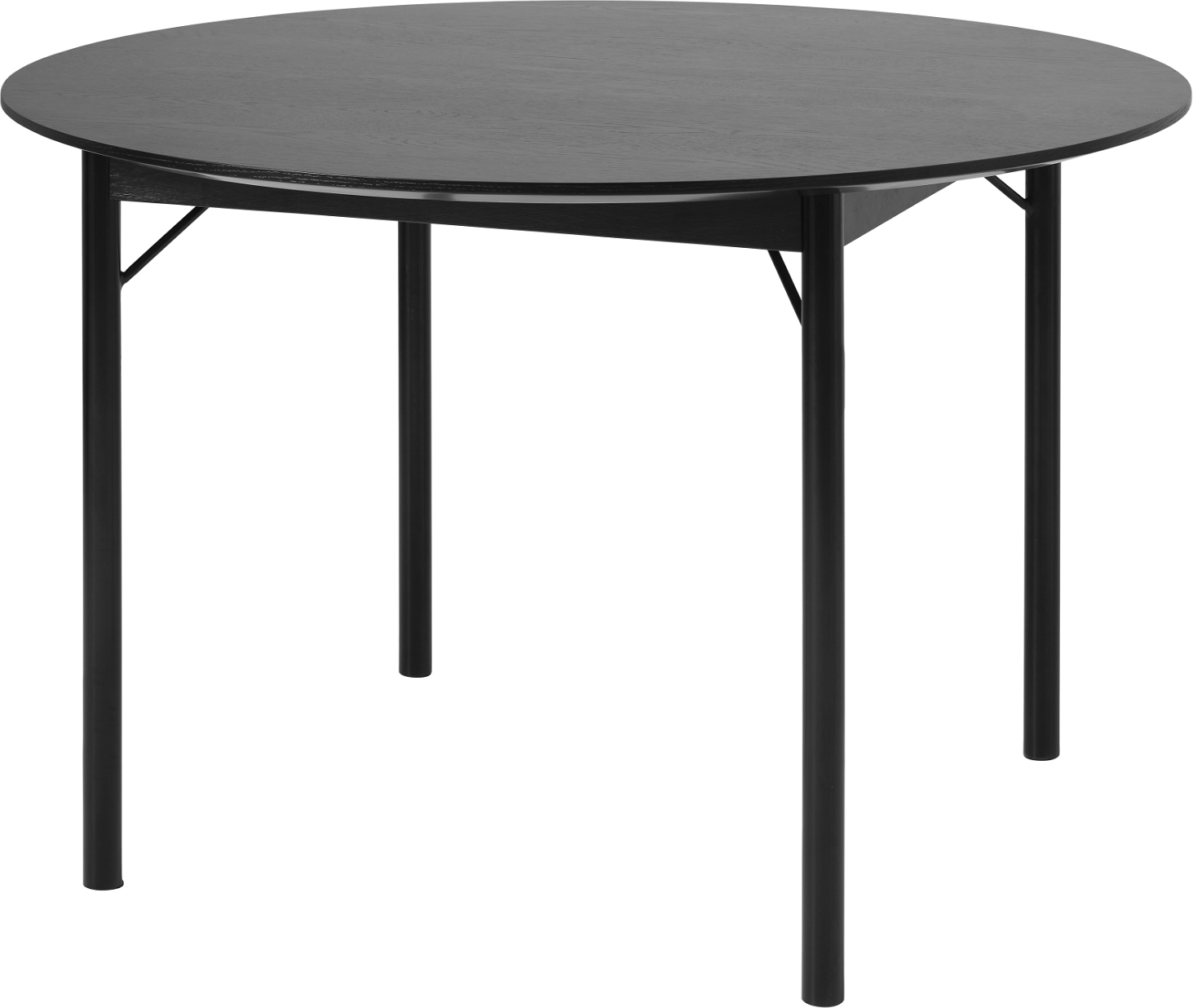 Rundt Spisebord Nordique Design Savona ø120 Cm Sort Egetræsplade   Metalben