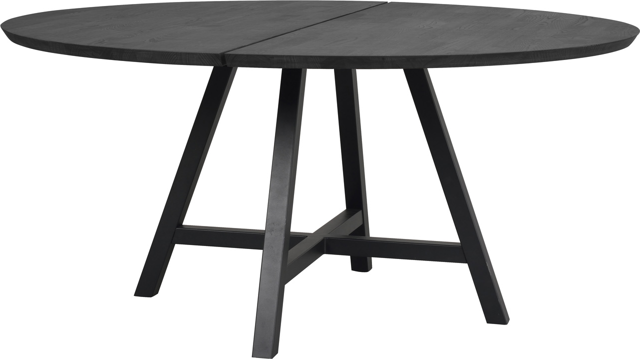 Rundt Spisebord Rowico Carradale ø150 Cm  -ben   Sort Lakeret Egetræ Og Metal