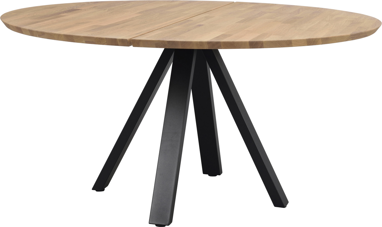 Rundt Spisebord Rowico Carradale ø150 Cm   Olieret Massiv Eg Og Sort Metalstel Fsc 100