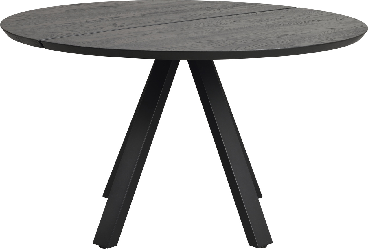 Rundt Spisebord Rowico Carradale ø130 Cm Sort Massiv Eg   Pulverlakerede Metalben