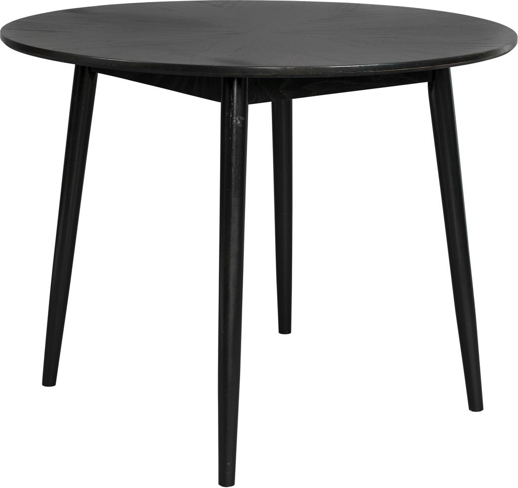 Rundt Spisebord Studio White Fabio ø120 Cm Sort Egetræ Med Fineret Bordplade
