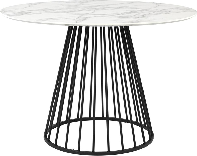 Rundt Spisebord Studio White Floris ø110 Cm Sort Metal Marmorpapir-look