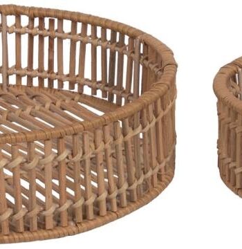 Sæt Af Runde Serveringsbakker Kave Home Coleenn ø30 Cm    Stk   Håndvævet Rattan Natur