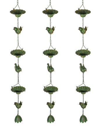 Sæt Med   Regnkæder 123 Cm Metal Regnkæde Med Påsat Fuglebøjle  Bell Green