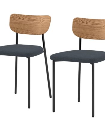 Sæt Med   Spisestole  Linnedlook  Armløs Design  Metalben  Grå
