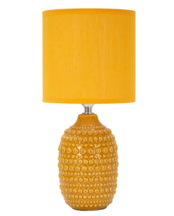 Sengelampe   Keramik Og Stof   Oker  30 Cm