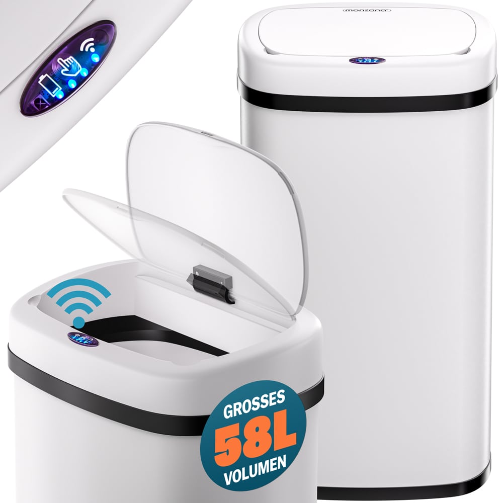 Sensorbeholder Rustfrit Stål Hvid Creme 58l