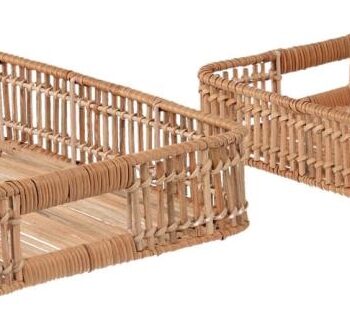 Serveringsbakke Sæt Kave Home Coleenn 41   30     Cm Håndflettet Rattan Natur   Stk