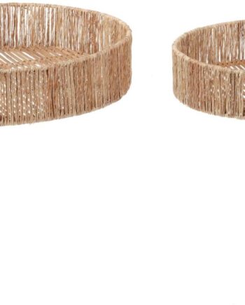 Serveringsbakker Sæt   Stk Kave Home Estibalis Håndvævet Rattan Natur