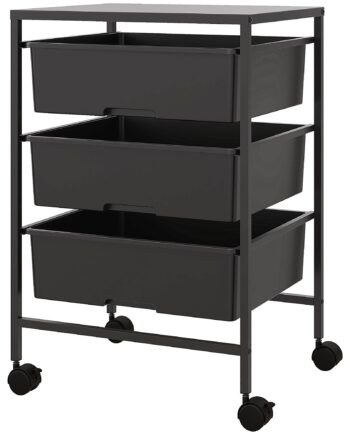 Sidebord Med Hjul    Kurve Til Transport Og Opbevaring  Køkkenrulle  40 8l   33 5b   60 5h Cm  Sort