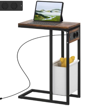 Sidebord Med Stikkontakter  Usb-porte  Kabel   -formet Design