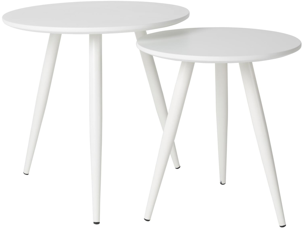Sidebord Sæt   Stk Studio White Daven Træ ø50 Cm Offwhite Småborde Til Stuen