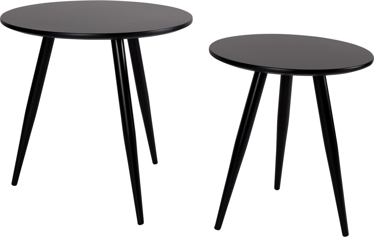 Sidebord   Småbord Studio White Daven ø50   H50 Cm Antracit Lakeret Træ Med Sort Metalbund