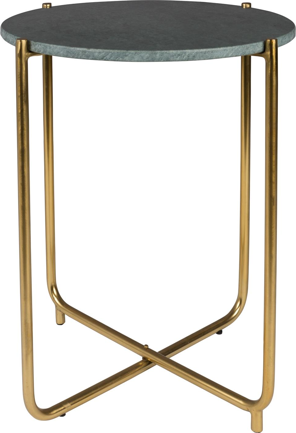 Sidebord Studio White Timpa   Askegrå Massiv Marmor ø44     H54 Cm Ubehandlet Guldfarvet Metalbund