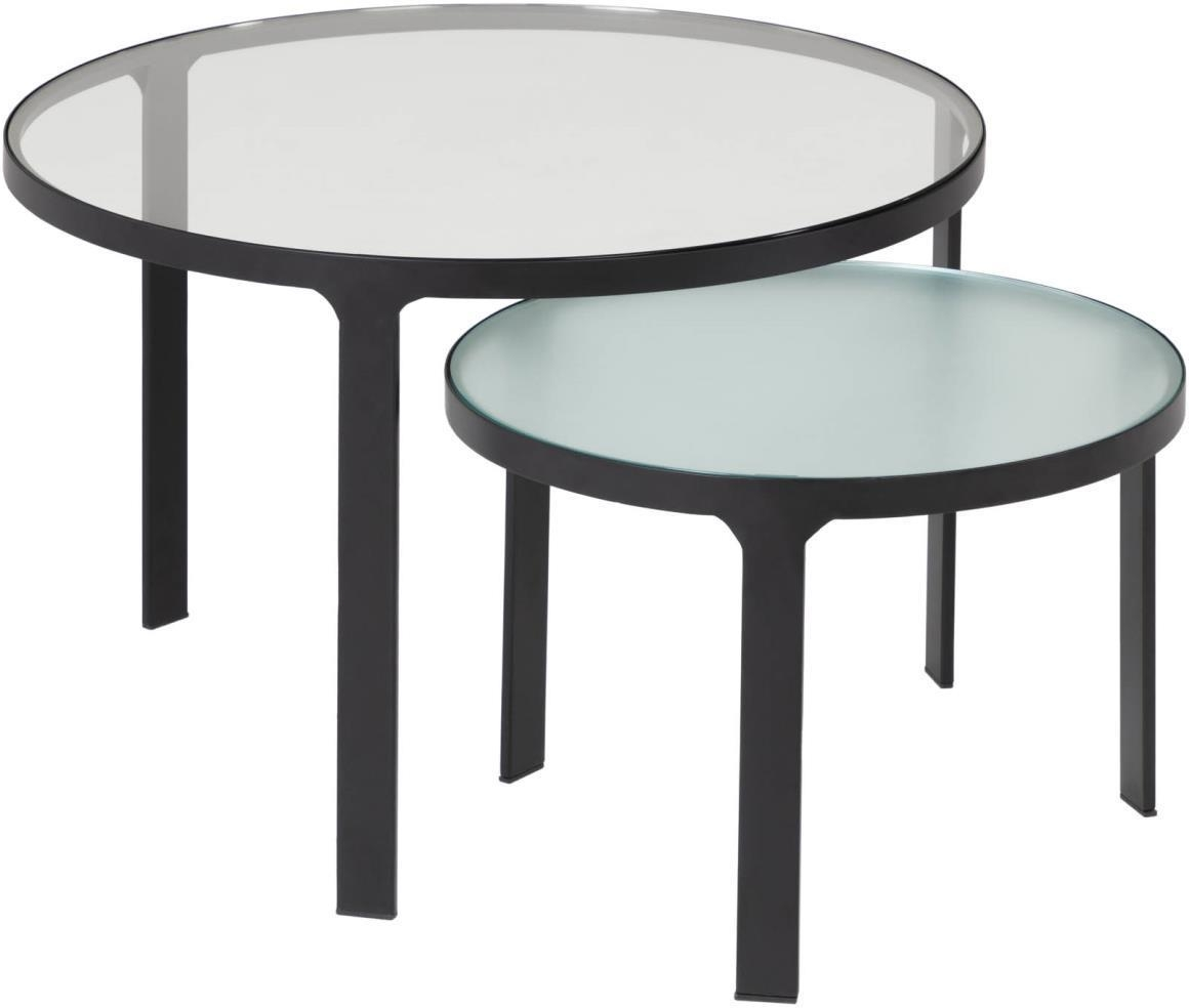 Sideborde Kave Home Oni  -pak Småborde Industrielt   Sort Stål Og Hærdet Glas ø70 ø50 H43