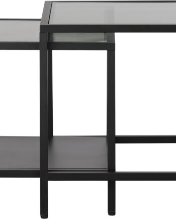 Sidebordssæt Nordique Design Bronco   Sort Metal Med Hærdet Glas 50x50x50 Cm   Stk