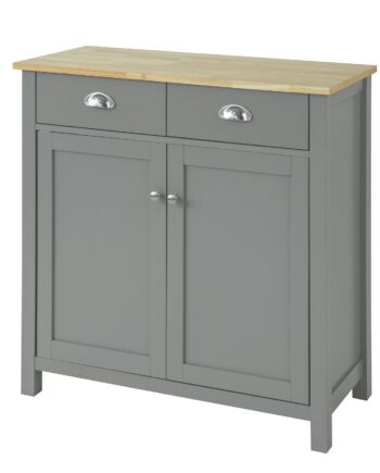Skænk Med Skuffer Og Skab  80x36x81 Cm  Grå Og Naturfarvet