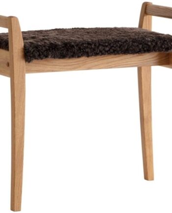Skammel Meja Oscarssons Möbel   Lakeret Egetræ Med Brunt Fåreskind H56ã L58ã D33 Cm