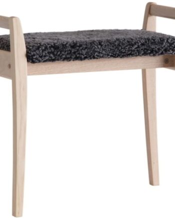 Skammel Oscarssons Möbel Meja   Hvidolieret Egetræ Med Mørkegråt Fåreskind H56ã L58ã D33 Cm