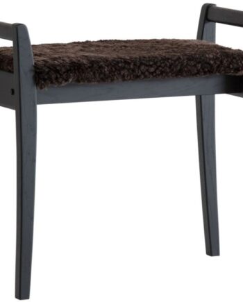 Skammel Oscarssons Möbel Meja   Sortbejdset Egetræ Med Brunt Fåreskind H56ã L58ã D33 Cm