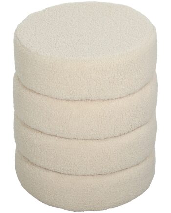Skammel  Rund  Teddy Fleece  Op Til 120 Kg  ø40x45h Cm  Beige