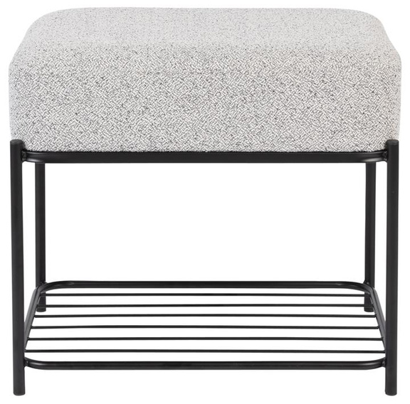Skammel Studio White Milou Polstret Stof Sølv Med Jernstel H45ã B35ã L50 Cm