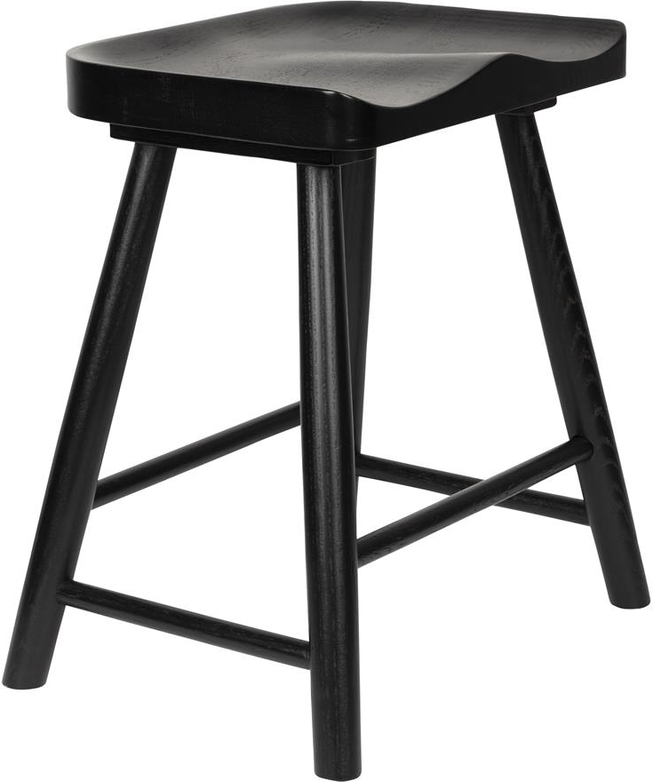 Skammel Studio White Vander Egetræ Antracit Finish H46   B43   D33 Cm