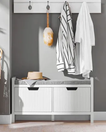 Skobænk   Entrébænk Med Hynde  Skandi-look   91x30x50 Cm  Hvid