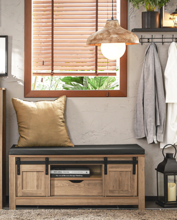 Skobænk Med Skydedøre  Industrielt Look  101   35   46 Cm  Brun